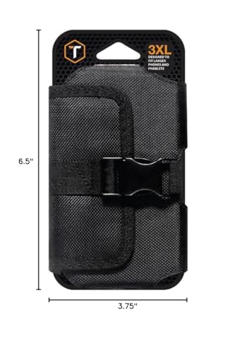 3XL Belt Clip Phone Holster with Magnetic Closure | Rugged ballistic nylon holster with 360° rotating clip for iPhone 17 Pro Max and extra-large smartphones