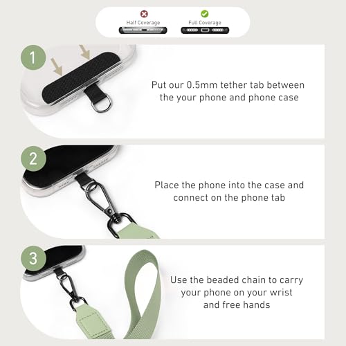 Nekmit Clip and Go Strap for Phone with Wallet Crossbody, Adjustable Phone Lanyard with Detachable Zippered Pouch & Wristlet - color: Green