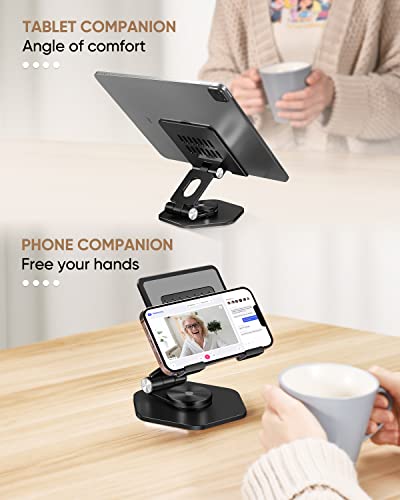 Tablet Stand, Aluminum Desktop Holder, Compatible with 5-12.9" iPad, Black - color: Black