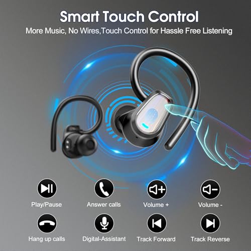 Wireless Earbuds Bluetooth 5.4 Headphones with Earhook for Sport, Grey - color: GT-Grey