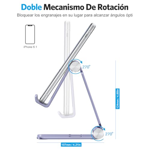 OMOTON Foldable Cell Phone Stand, C4 Portable Aluminum Phone Holder - color: Purple