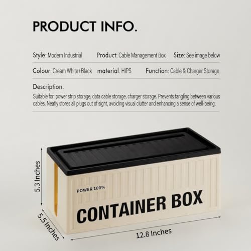 Cable Management Box for Power Strips, Large Cord Organizer