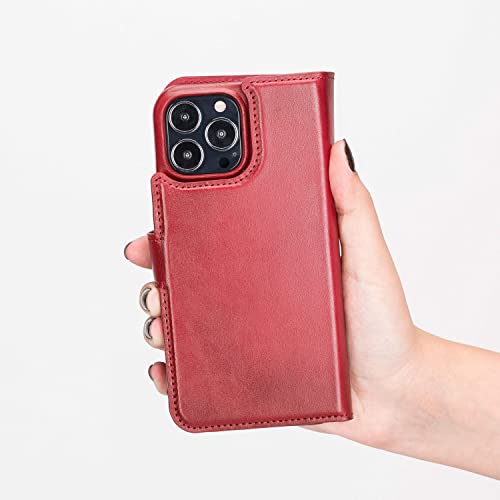 Venito Florence Leather Wallet Phone Case Compatible with iPhone 13 Pro Max (6,7 inch) - Extra Secure with RFID Blocking - Detachable Phone Wallet (Burnt Red) - color: Burnt Red, size: iPhone 13 Pro Max