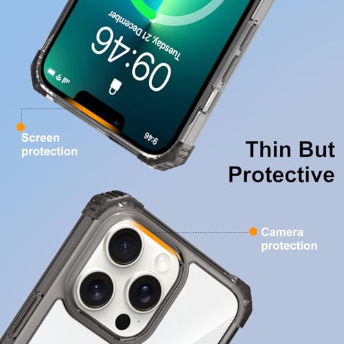Clear Case for iPhone 13 Pro Max Magnetic 360 Rotatable Ring Stand | Military Grade Heavy Duty Cover with 360 Rotatable Ring Kickstand -260417 - color: Clear Black, size: iPhone 13 Pro Max