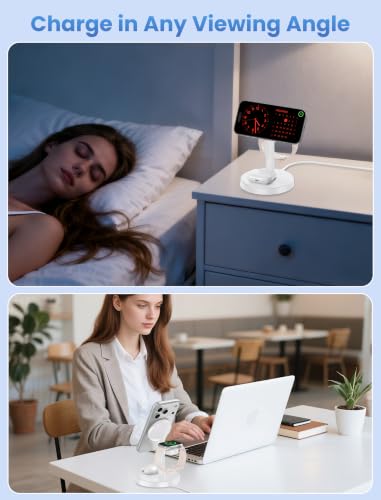 Aeinidi 25W 3 in 1 Fast Wireless Charging Station for MagSafe Charger Stand - color: Bright White, size: 25W