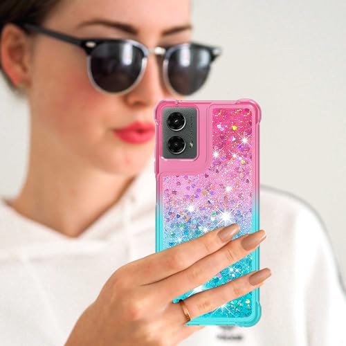 for Moto G Play 2024 Case with Screen Protector, Pink Blue - color: Pink and Blue