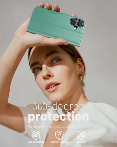 OCASE for iPhone 17 Wallet Case, Card Holder, Green | RFID Blocking, Kickstand, Magnetic Closure, PU Leather Flip Folio, Shockproof TPU Shell, Protective Phone Cover (6.3") 2025 - color: Green