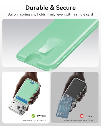 TWZKG for MagSafe Wallet, 3 Cards Holder, Slim Magnetic Phone Wallet for iPhone 17/16/15/14/13/12 Pro Max Plus Air Series,RFID Blocking Vegan Leather,Light Green - color: Light Green