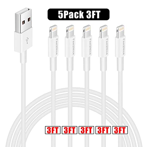 Apple iPhone Charger - 5Pack 3FT Lightning Cable Syncing & Charging, Compatible with iPhone Xs, Xs MAX, XR, X, 8/Plus, 7/6/5/Plus More