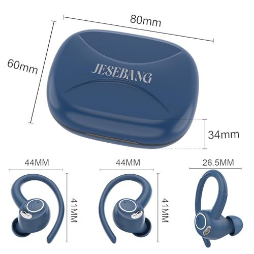 Wireless Earbuds, Bluetooth 5.4 Headphones Sport Over Ear Buds With ENC Mic - color: Blue