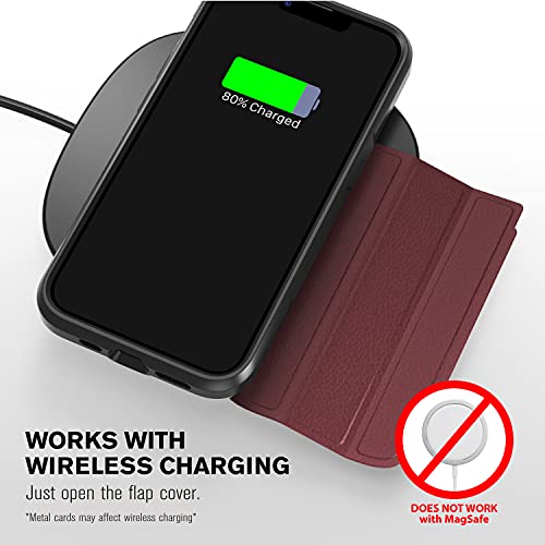 VENA Wallet Case Compatible with Apple iPhone 13 Pro Max (6.7"-inch), vCommute (Military Grade Drop Protection) Flip Leather Cover Card Slot Holder with Kickstand (Rose Gold) - color: Red, size: iPhone 13 Pro Max