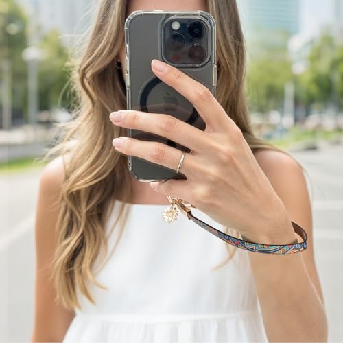 Long Pond Designer Leather Cell Phone Wrist Strap - Detachable Charm Wristlet Lanyard for iPhone 17 Pro Max&Most Cellphones - style: Leather Vivid