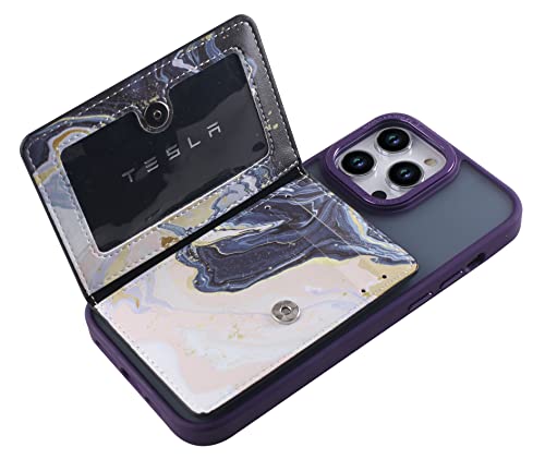 Credit ID Card Holder for Back of Phone Leather Phone Wallet Stick On with Stand Flip Waterproof Leather Adhesive Wallet for Most Cellphones (Marble Yellow) - color: Marble Yellow