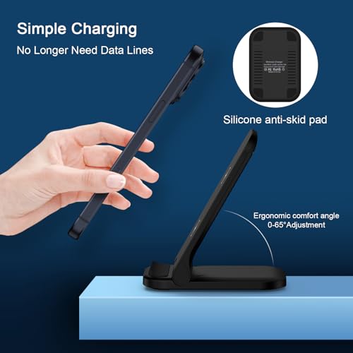 Wireless Charger, 15W Fast Wireless Charging Station Foldable Fast Desk Phone Charger Compatible with Samsung Galaxy S26 Ultra S26 Plus S25 FE S25 Edge S25 Ultra S24 S23 Note 20 Google Pixel 10 9 8 7