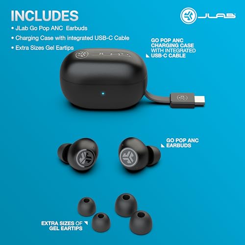 JLab Go Pop ANC True Wireless Earbuds with Dual Connect, Black - color: Black