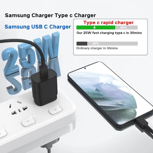 Samsung Super Fast Charger,Samsung Charger Fast Charging Block,3Pack 25WSamsung USB C Wall Charger,10FT Quick USB C Cable for SamsungGalaxy S26 Ultra/S26/S25+/S24/S23/S22/S21/Z Fold 8/7/6,Z Flip 8/7/6 - color: Black, size: 10FT 3Pack