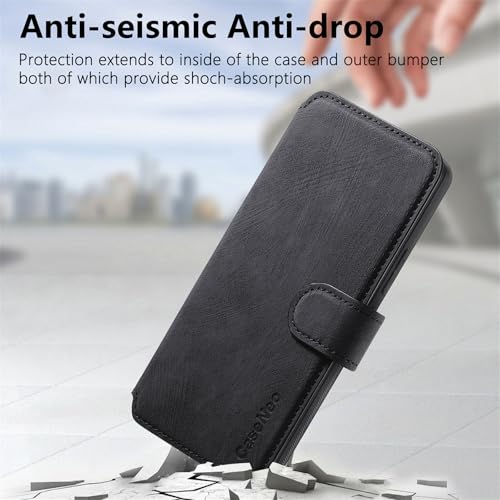 2 in 1 Wallet Case for Samsung Galaxy S25 FE CMG Black | PU Leather Magnetic Flip Folio Case with RFID Blocking Card Holder, Credit Card Slots Kickstand, Shockproof Protective Cover - color: Black, size: Samsung Galaxy S25 FE