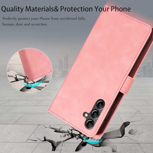 RFID Blocking for Samsung Galaxy S25 FE Case Wallet (Pink) | 4 Card Slots, Soft PU Leather, TPU Inner Shell, Wrist Strap, Stand, Magnetic Folio Flip Cover, Shockproof Protective - color: Pink