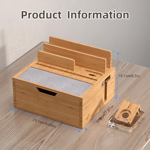 Pezin & Hulin Charging Station Dock with Charger HUB and Cables-Natural - color: Natural (With Charger)