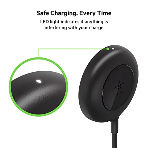 Belkin 7.5W Magnetic Portable Wireless Charger Pad, Magsafe Compatible, iPhone 14, 13, 12, 11, XS Max, X, 8, 7, 6s, 6, Plus - 6.6ft/2M Long Cable - style: Power Supply Not Included