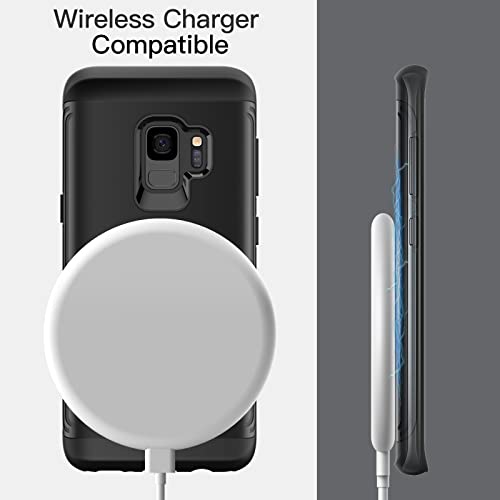 JETech Heavy Duty Case for Samsung Galaxy S9, Black | Dual-Layer Protection, Shock-Absorbing Design