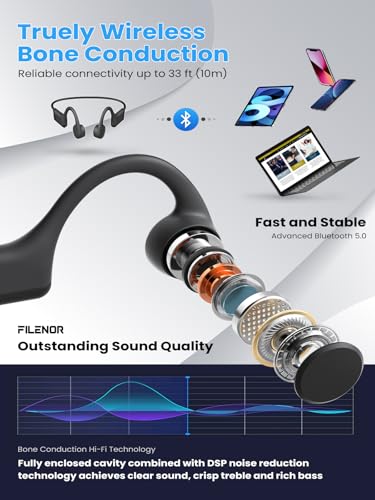 Bone Conduction Headphones, 2026 Upgrade Open-Ear Wireless Bluetooth Workout Headphones with Microphones, 8Hr Playtime, Waterproof Earphones for Sports, Running, Gym, Hiking, Cycling-Large