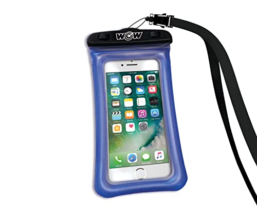WOW Sports Waterproof Phone Pouch - Blue - 4 x 8 in - Floats | A waterproof phone pouch that floats and keeps your touchscreen working. - color: Blue
