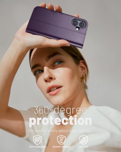 OCASE for iPhone 17 Wallet Case, Card Holder, Dark Purple | RFID Blocking, Kickstand, Magnetic Closure, PU Leather Flip Folio, Shockproof TPU Shell, Protective Phone Cover (6.3") 2025 - color: Dark Purple