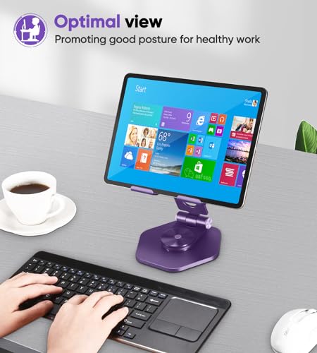 Tablet Stand, Aluminum Desktop Holder, Compatible with 5-12.9" iPad, Purple - color: Purple