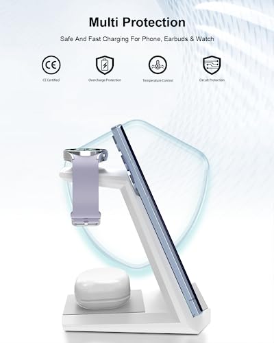 ADADPU 3 in 1 Wireless Charging Station for Samsung Galaxy Devices - color: White