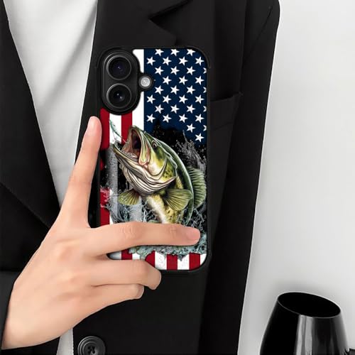 case for iPhone 17,Compatible with Magsafe,All-Round Protection Shockproof Anti-Scratches TPU Case Cover-Vital Bass Fish American Flag - color: Vital bass fish American flag, size: IPhone 17