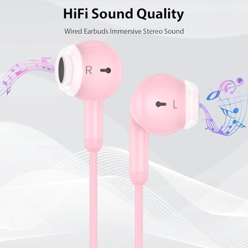 USB C Earbuds Headphones for iPad 10th Gen for iPhone Duo 18 Pro 17 15 Pink - color: Pink
