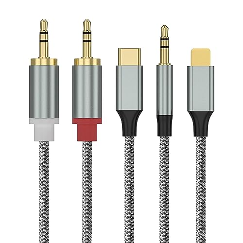Lightning to RCA Cable Audio Aux Adapter(3.3M),RCA to 3.5mm Cable,USB C to 2 RCA Audio Cable, (3 in 1 audio cable) for Power Amplifier, Car, Home Theater, Speaker and More(Lightning Compatible)