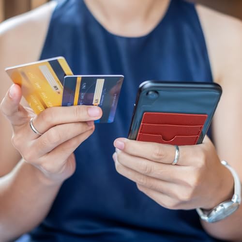 Weewooday 6 Pcs 6 Pcs Stick on Phone Card Holder Wallet, Solid, Colorful - color: Colorful