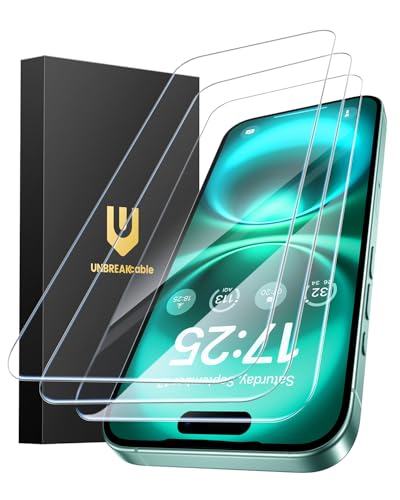 UNBREAKcable 3-Pack Screen Protector for iPhone 16 Plus Tempered Glass | Shatterproof, Easy Install, 9H Hardness, 99.99% HD Clear, Bubble-Free, Anti-Fingerprint, Scratch Resistant, Case Friendly - size: iPhone 16 Plus