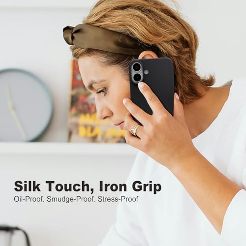 TENOC Phone Case Compatible with iPhone 16 Plus, Black Case Anti-Fingerprint Protective Bumper Matte Cover for 6.7 Inch - color: Black, size: iPhone 16 Plus