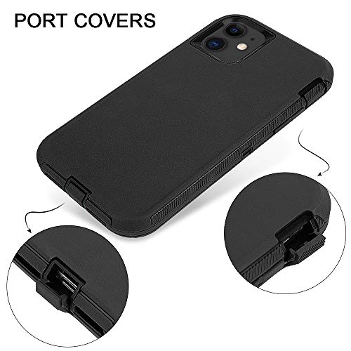 MAXCURY for iPhone 11 Case, Heavy Duty Shockproof Full Body Protection Phone Case for Men & Women, Hard PC Bumper + Soft TPU Silicone Rubber Back Cover for iPhone 11 6.1 inch (Black) - color: Black