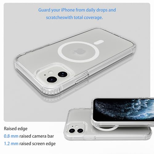 Magnetic iPhone 12/12Pro case,Compatible with Magsafe, Military-Grade Protection,Slim Translucent Matte Shockproof with Anti-Scratch Anti-Fingerprint Phone Cover (transparent, iPhone 12/12Pro) - color: Transparent, size: iPhone 12/12Pro