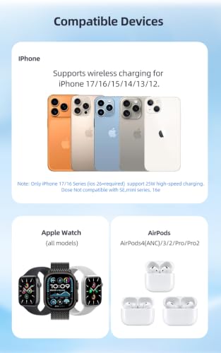 Qi2.2 25W 3 in 1 Magnetic Wireless Charging Station with TEC Active Cooling