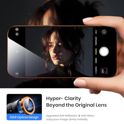 Hoerrye for iPhone 17 Pro Max/17 Pro Camera Lens Protector - Case Friendly - color: Glitter Cosmic Orange