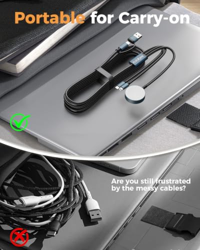 5FT Travel Essentials for Apple Watch Charger/L Charger/USB C Charger - color: Black, size: 1Pack-5FT