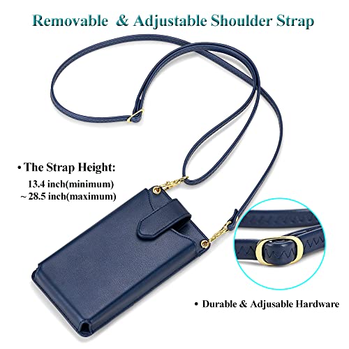 Peacocktion Small Crossbody Cell Phone Purse for Women, Lightweight Mini Small Crossbody Bags for Women with Card Slots - color: 06-navy Blue