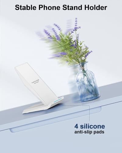 NANAMI Fast Wireless Charger - Charging Stand 7.5W Compatible with iPhone 18 Pro/18 Pro Max/17/17 Pro/17 Pro Max/16/15/14/13/12, 10W Phone Charger Dock for Samsung Galaxy S26/S26+/S25/S24/S23/S22 - color: Elegant White