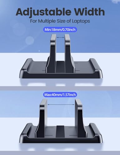 Vaydeer Vertical Laptop Stand Holder Organizer Plastic Adjustable Desktop Notebook Dock Space-Saving 3 in 1 for All MacBook Pro Air,Mac,HP,Dell,Microsoft Surface,Lenovo,up to 17.3 inches (Black) - color: Black