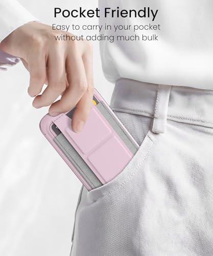 GONEZ for MagSafe Wallet with Stand, Stronger Magnetic Card Holder for iPhone 17/16/15/14/13/12 Series, Premium Leather Phone Wallet with RFID Blocking, 1 Slot, Fit 5 Cards, Pink - color: PINK