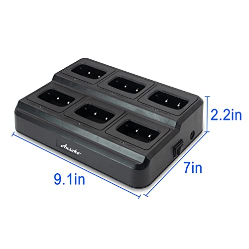 6-Way Charger Multi-Unit Walkie Talkie Charger Organizer with 6 Charging Dock - Quick Charge for Baofeng BF-888S, Pxton PX-888S, Arcshell AR-5, Ansoko A-8S