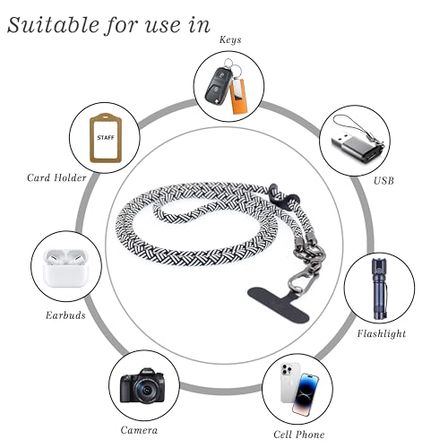 Crossbody Cell Phone Lanyard Around the Neck Rope Phone Strap for iPhone - color: Zebra Black