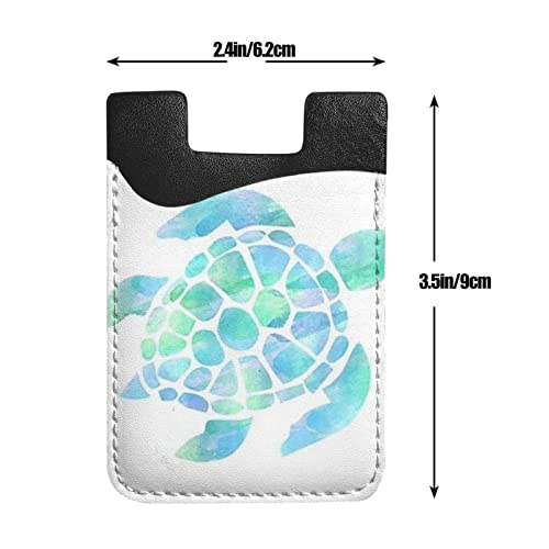 Watercolor Turtle Phone Credit Card Holders Sleeve Adhesive Wallet Compatible with Most Back of Phones - color: Watercolor Turtle