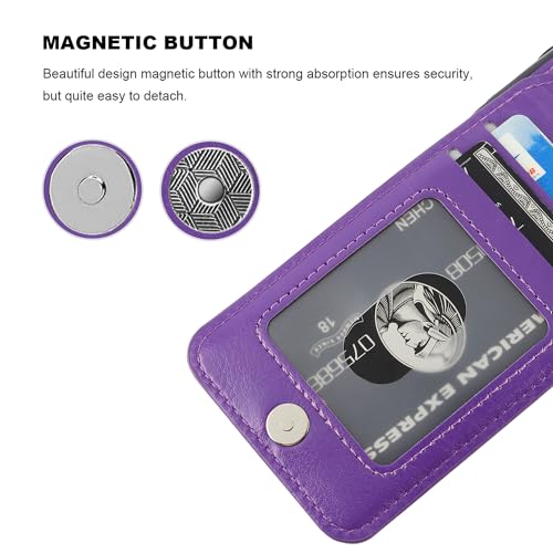 KIHUWEY for iPhone SE/8/7 Wallet Case Card Holder, Dark Purple - color: Dark Purple