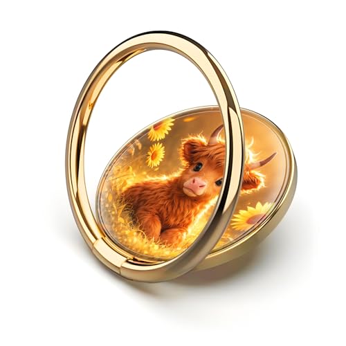 Cell Phone Ring Holder, Cute Metal Phone Grip Stand Finger Ring Kickstand, Flexible 360°Rotation Phone Tablet Case Accessories Compatible with Most Phones Cute Cow Calf - color: Cute Cow Calf